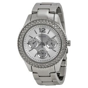 Fossil Women's Silver Crystal-Embellished Watch